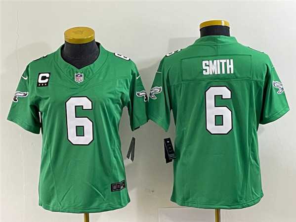Women%27s Philadelphia Eagles #6 DeVonta Smith Green 2023 F.U.S.E. With C Patch Stitched Football Jersey(Run Small)
